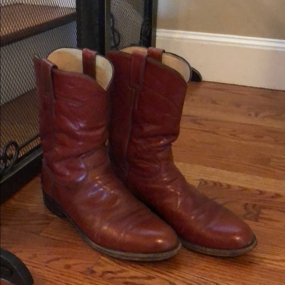 Justin Red/Brown Leather Boots Size 9.5D